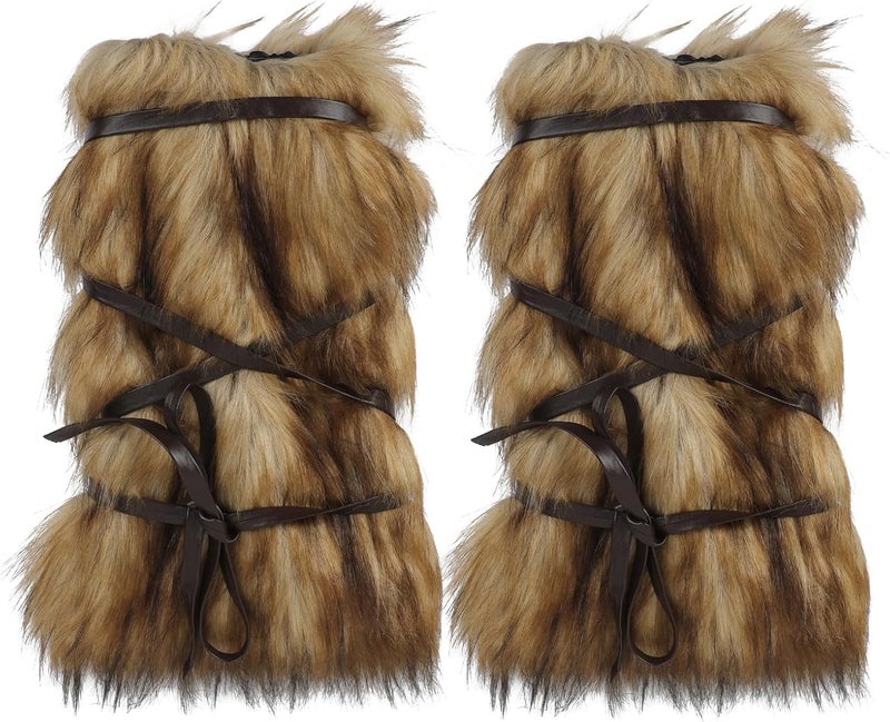 BXT Medieval Viking Wrist Wrap Cuffs Nordic Halloween Faux Fur Wrist Sleeve Guards Warrior Role Play Cosplay Costume - Image 4